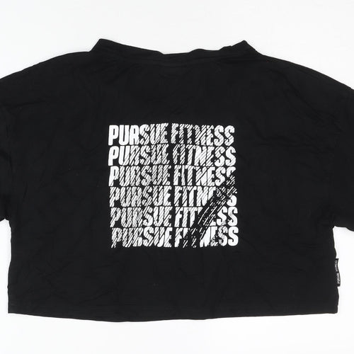 Pursue Fitness Women's Black Cropped T-Shirt, Size S
