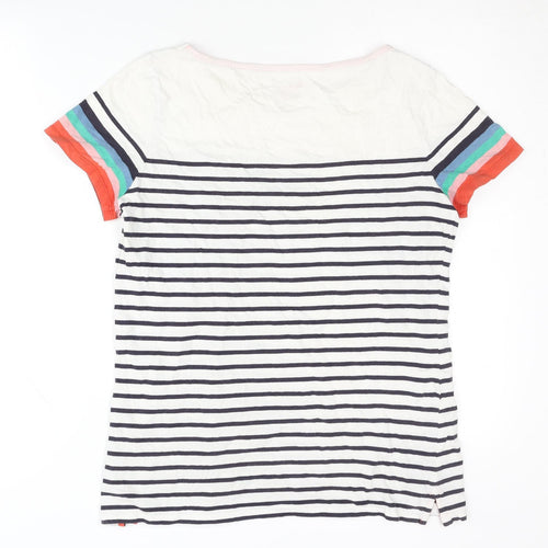 Boden Women Multicoloured Stripe T-Shirt Size 12 Cotton