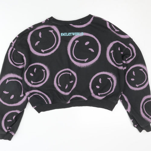 H&M x SmileyWorld Girls Black Pullover Sweatshirt 11-12Y