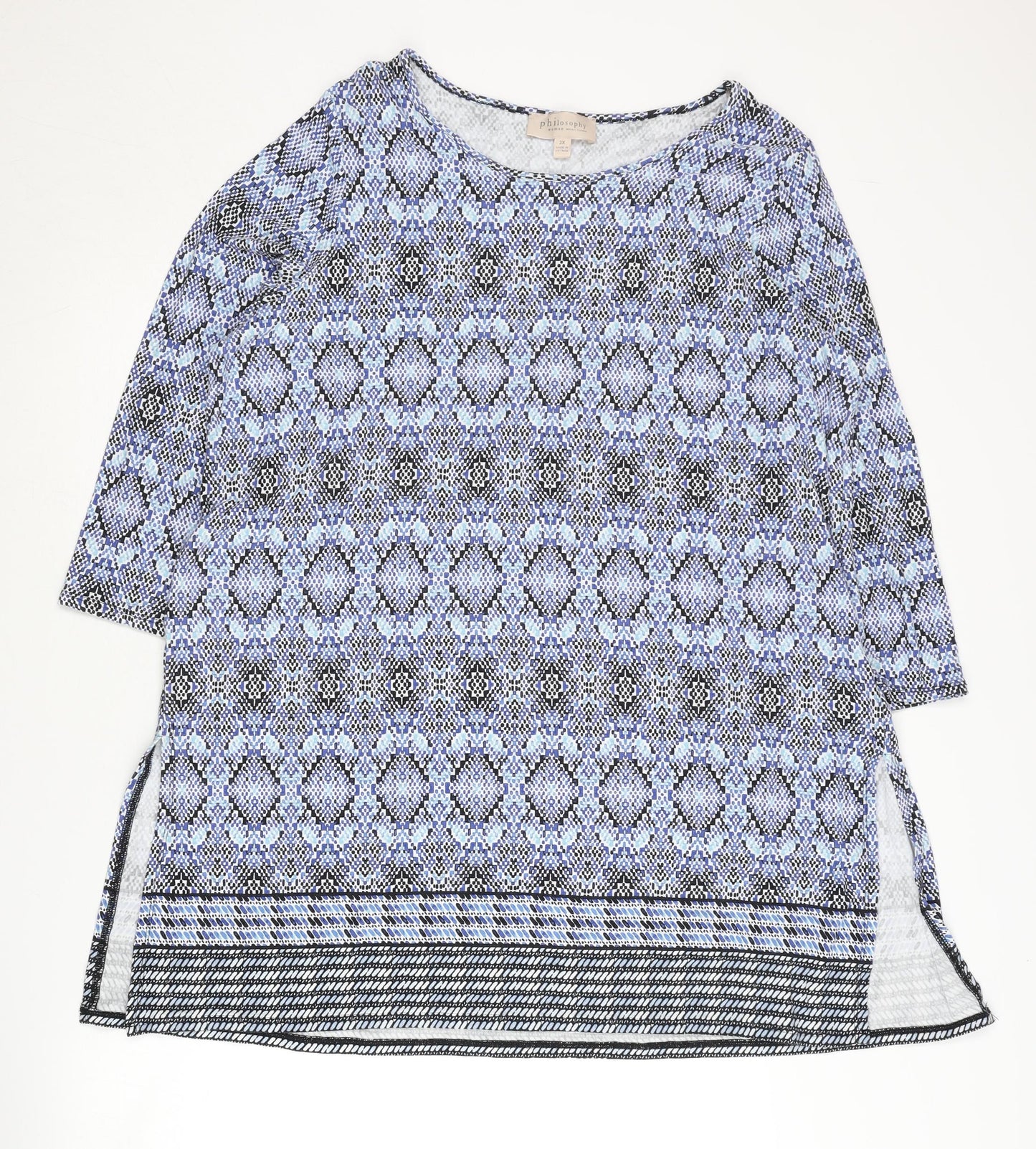 Philosophy Women's Blue 2XL Geometric Tunic Top