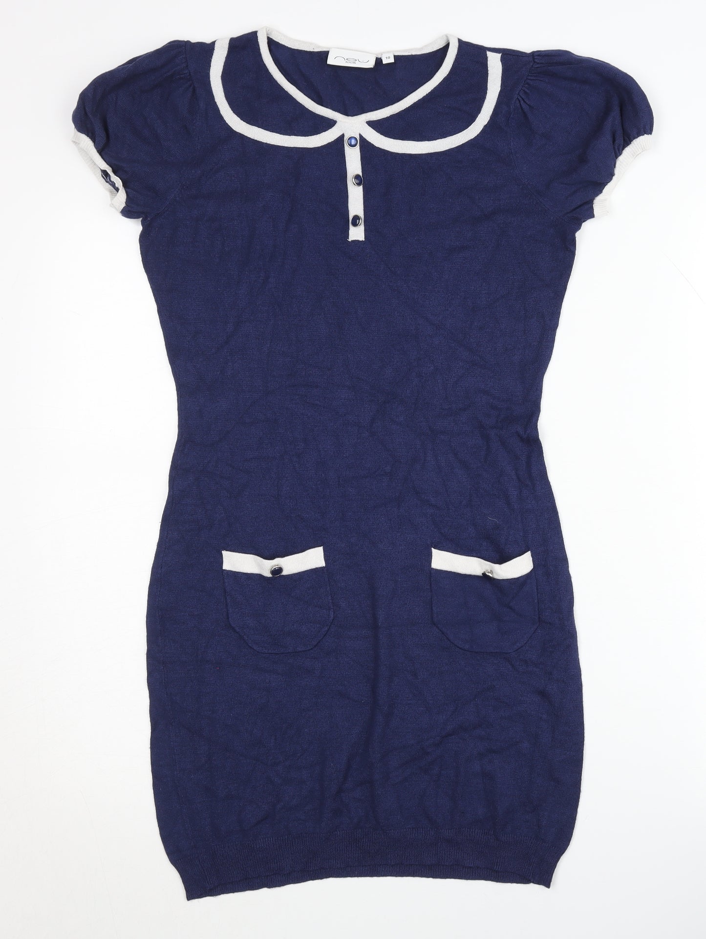New Look Women's Blue Jumper Dress Size 10 Casual