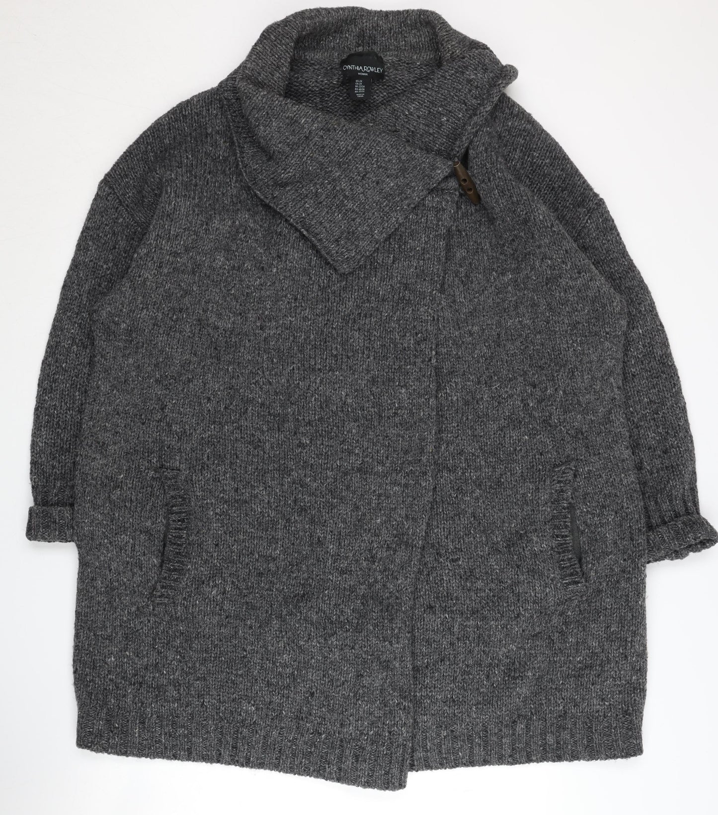 Cynthia Rowley Women's Grey Knit Coatigan, Plus Size 22/24
