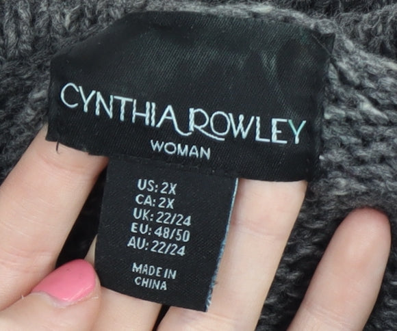 Cynthia Rowley Women's Grey Knit Coatigan, Plus Size 22/24