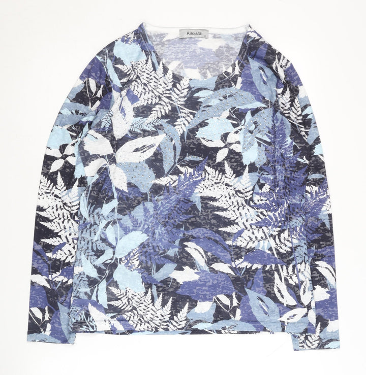 Alexara Women's Blue Floral Long Sleeve T-Shirt