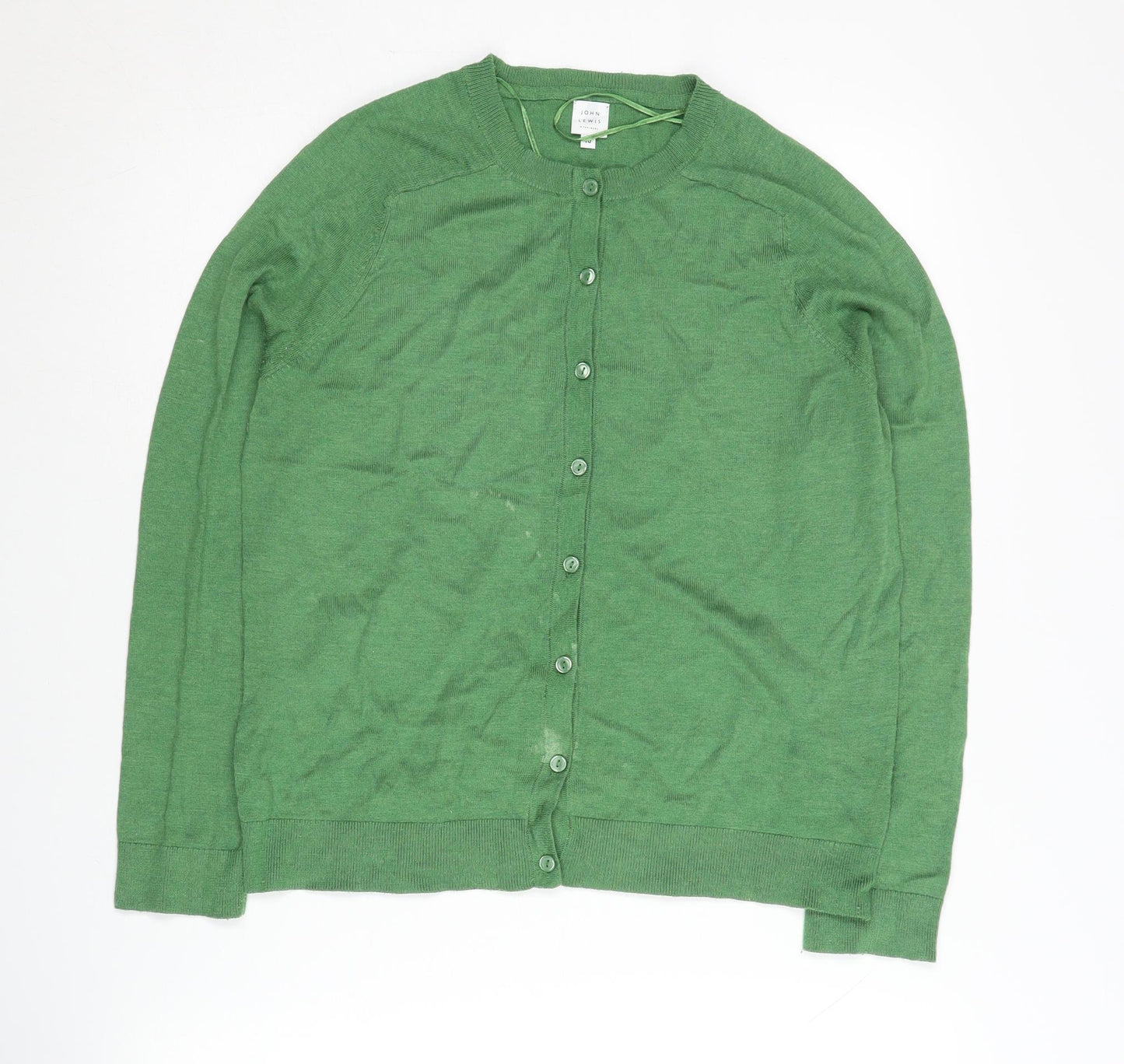 John Lewis Green Cardigan Women Size 10 Knit Button
