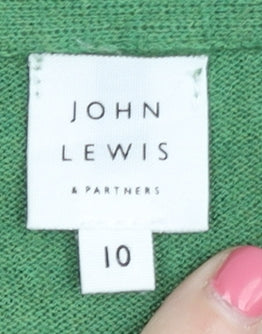 John Lewis Green Cardigan Women Size 10 Knit Button