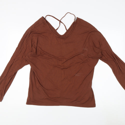 Jacqueline de Yong Women's Brown V-Neck Top XL