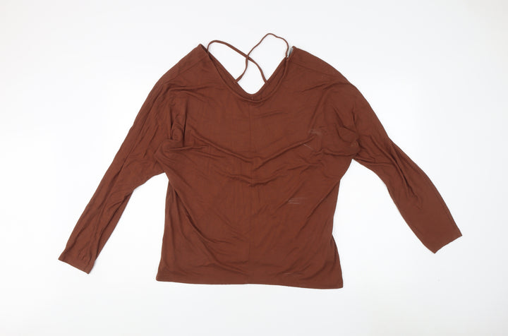 Jacqueline de Yong Women's Brown V-Neck Top XL