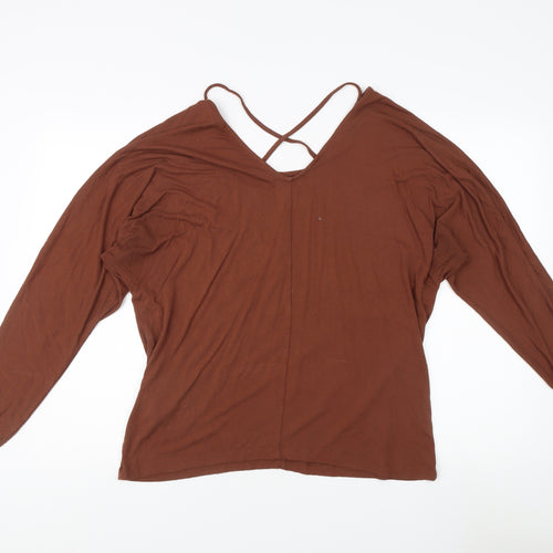 Jacqueline de Yong Women's Brown V-Neck Top XL