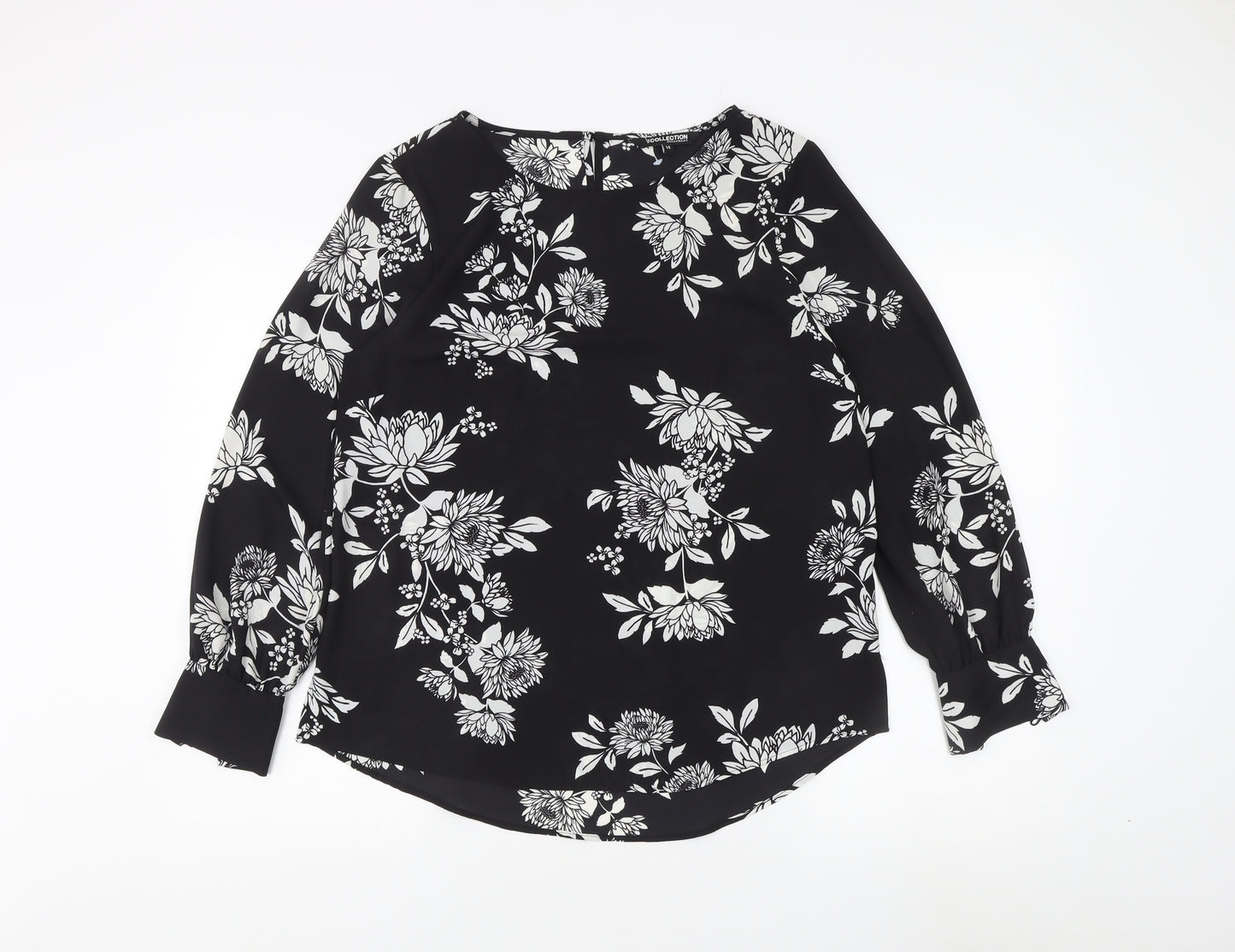 Debenhams Women's Black Floral Tunic Blouse Size 14