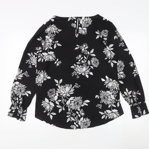 Debenhams Women's Black Floral Tunic Blouse Size 14