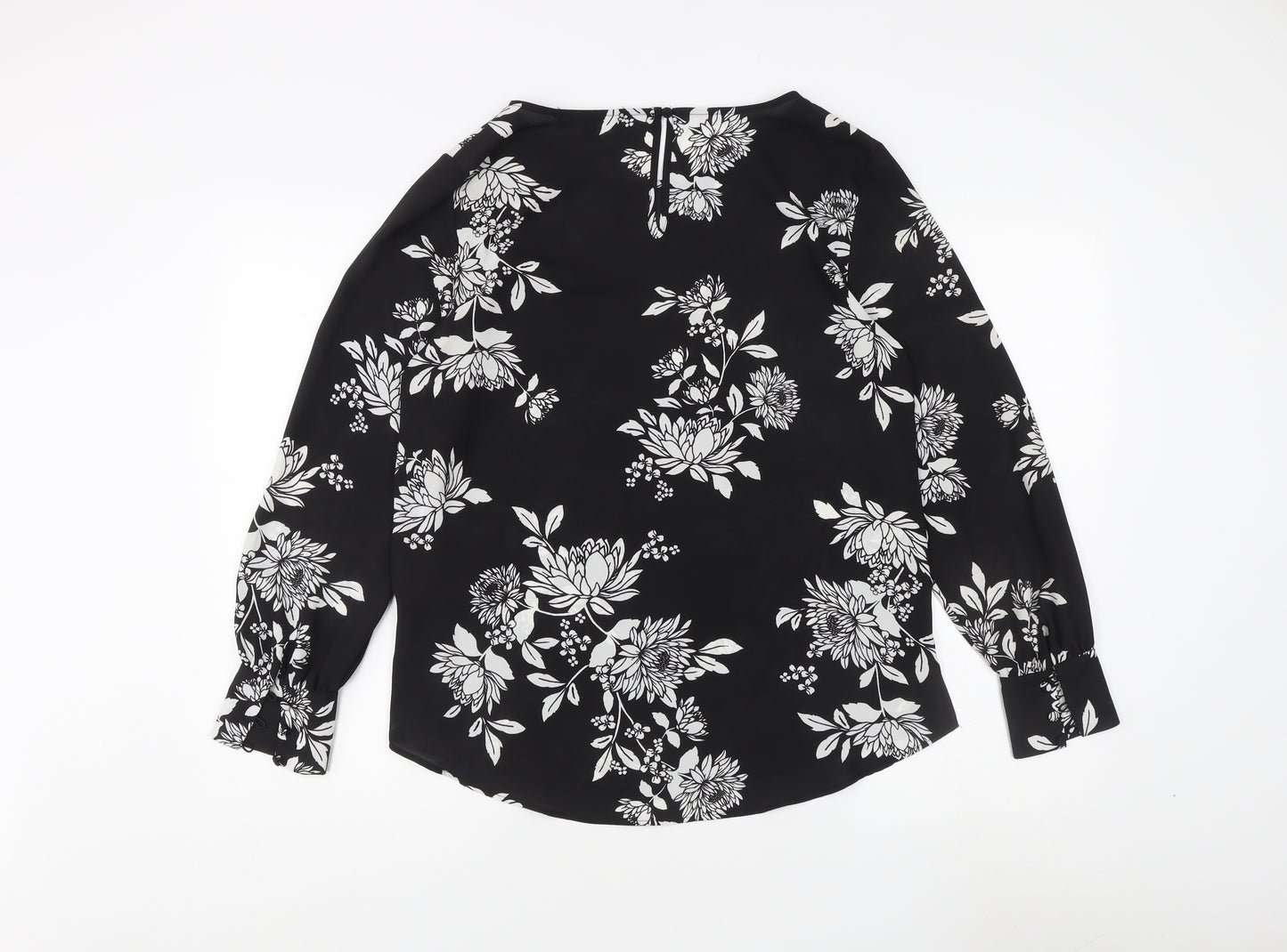 Debenhams Women's Black Floral Tunic Blouse Size 14