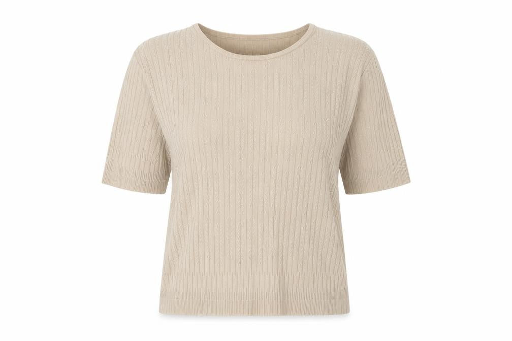 Front view of Viyella Women's Beige XL Basic Knit Top