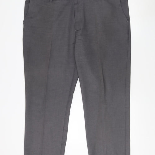 Farah Men's Grey Dress Pants, Size 44, Classic Fit