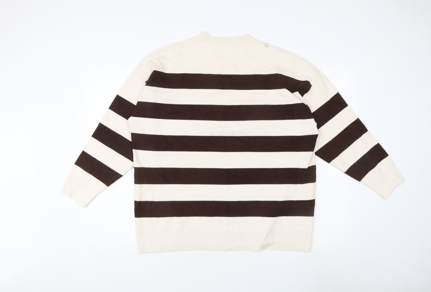 MNG Women's Pullover Jumper L Brown Stripe