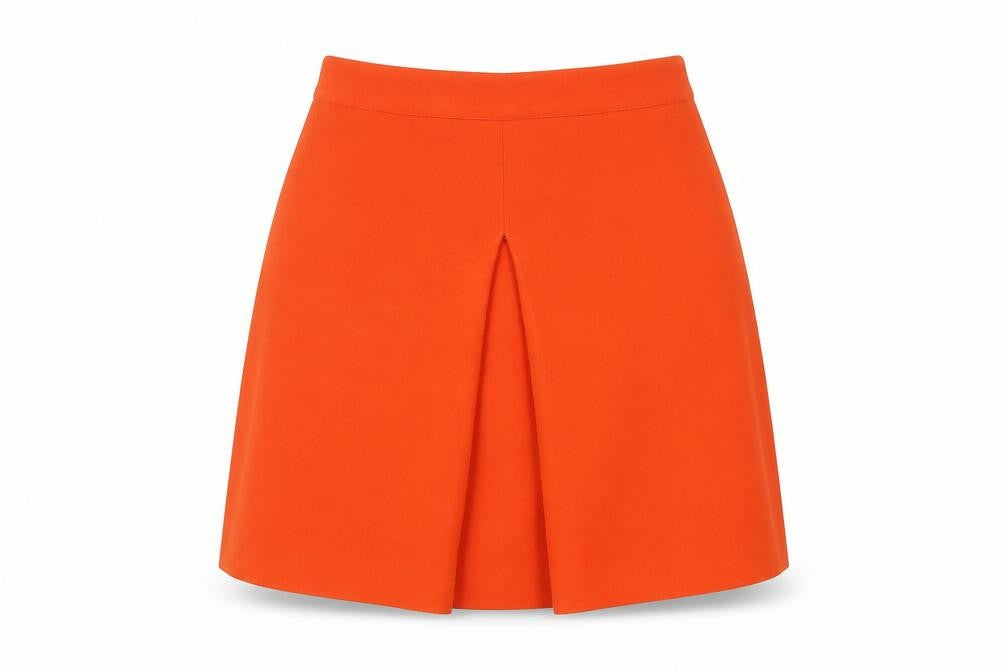 Front view of Warehouse Women's Orange A-Line Skirt, size 10