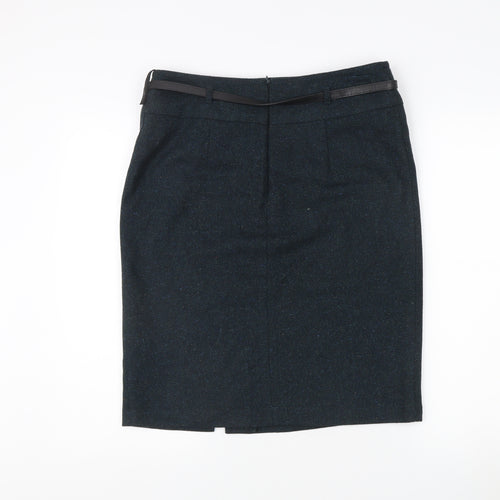 Marks and Spencer Blue Wool Blend Midi Skirt Size 12