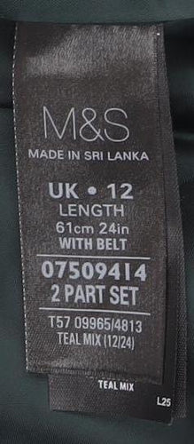 Marks and Spencer Blue Wool Blend Midi Skirt Size 12