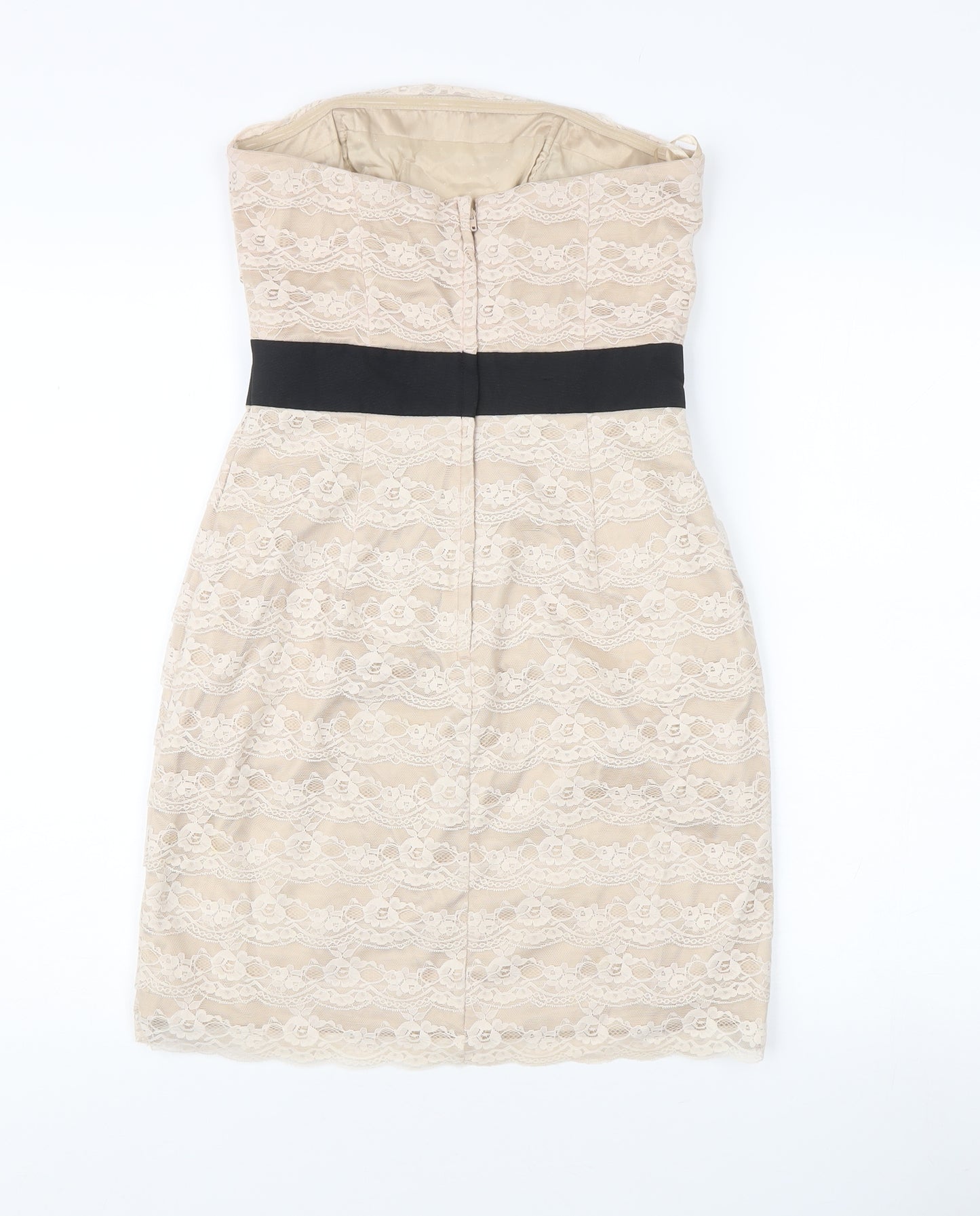 H&M Women's Beige Knee Length Sheath Dress Size 8