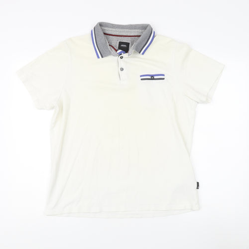 Burton Menswear White Polo - Men Large, Casual Fit