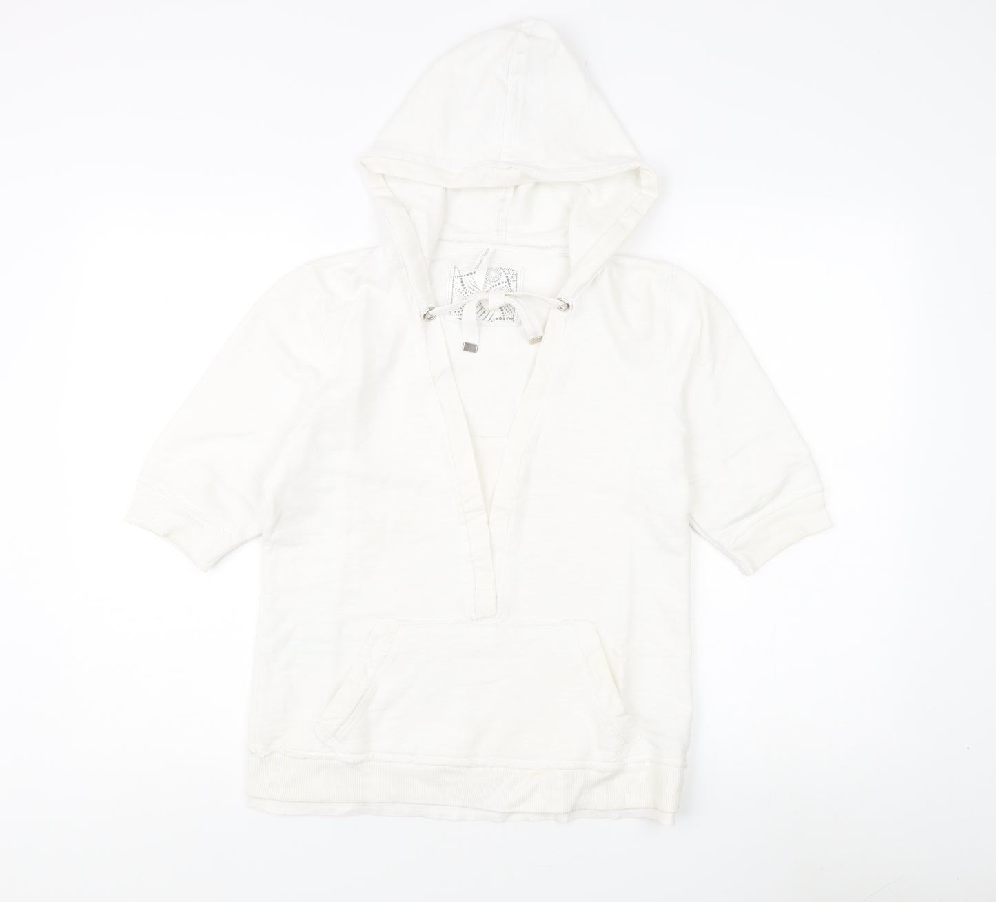 Marks and Spencer Women's White Pullover Hoodie UK 10