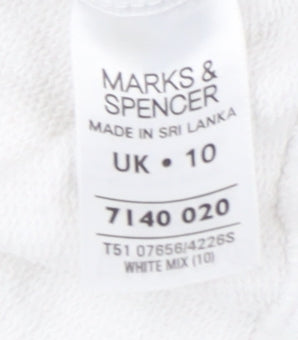 Marks and Spencer Women's White Pullover Hoodie UK 10