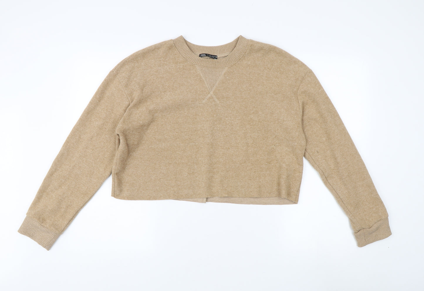 Zara Women's Beige Pullover Sweatshirt, Knit, Size L