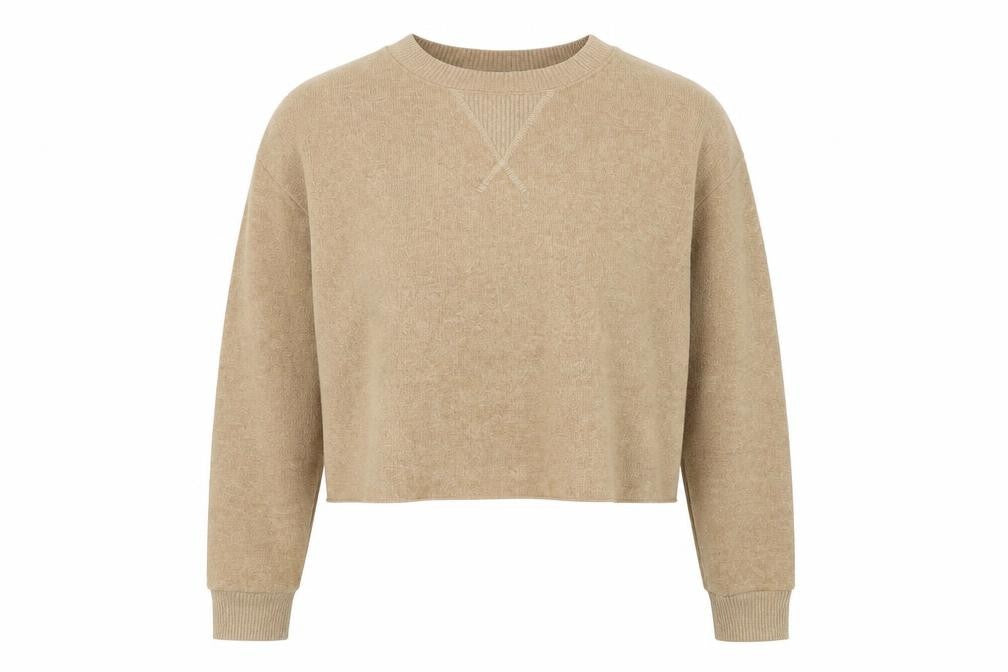 Front view of Zara Women's Beige Pullover Sweatshirt, Knit, size L