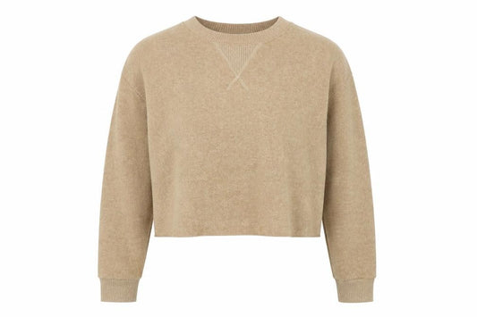 Front view of Zara Women's Beige Pullover Sweatshirt, Knit, size L