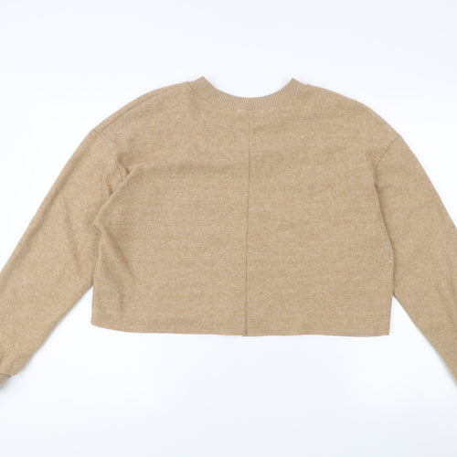 Zara Women's Beige Pullover Sweatshirt, Knit, Size L