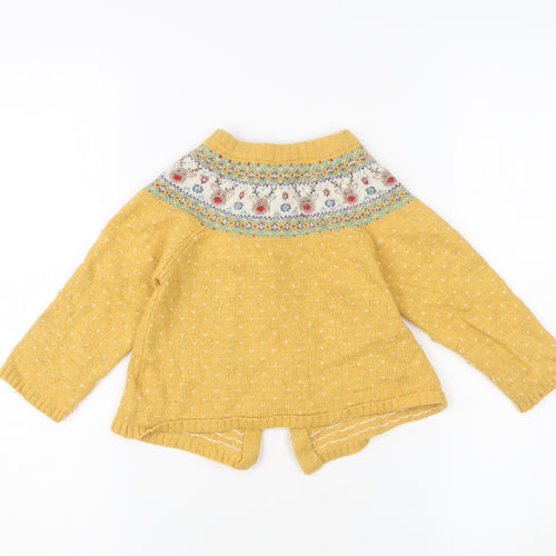 JoJo Maman Bébé Unisex Yellow Knit Cardigan, Size 4 Plus