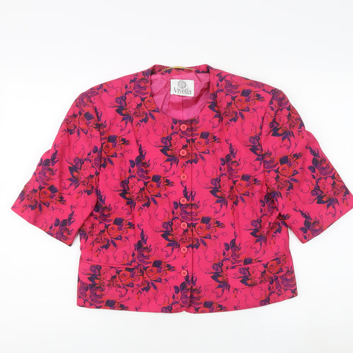 Viyella Women's Pink Floral Blazer Size 10, Lined, Casual