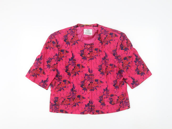 Viyella Women's Pink Floral Blazer Size 10, Lined, Casual