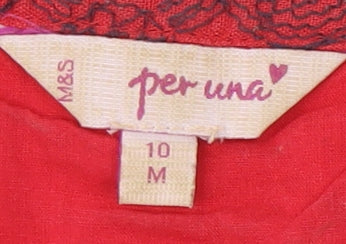 Marks and Spencer Red Linen Dress, Size 10, Round Neck
