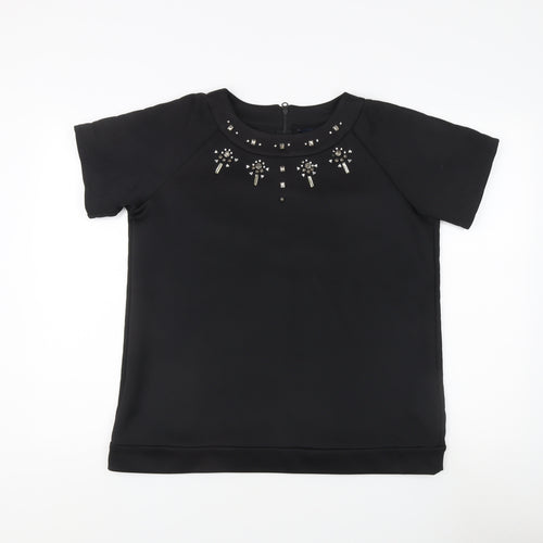 French Connection Women's Black Beaded T-Shirt Size L