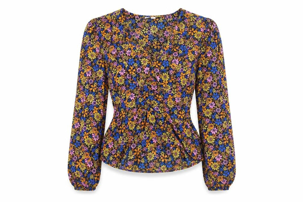 Front view of Topshop Women's Floral Blouse UK 12 Multicoloured