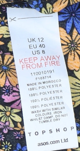 Topshop Women's Floral Blouse UK 12 Multicoloured