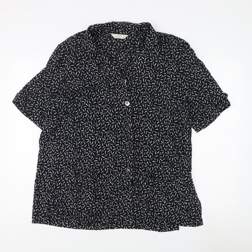 Marks and Spencer Women's Blue Geometric Button-Up Shirt