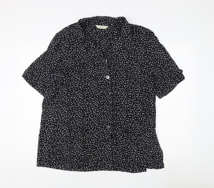 Marks and Spencer Women's Blue Geometric Button-Up Shirt