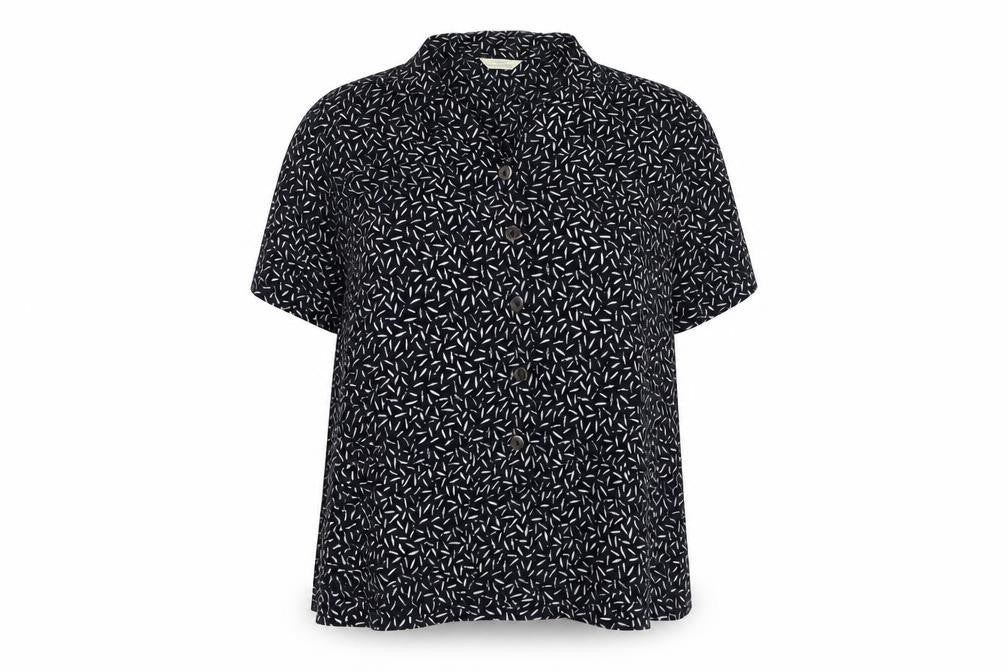 Front view of Marks & Spencer Women's Blue Geometric Button-Up Shirt