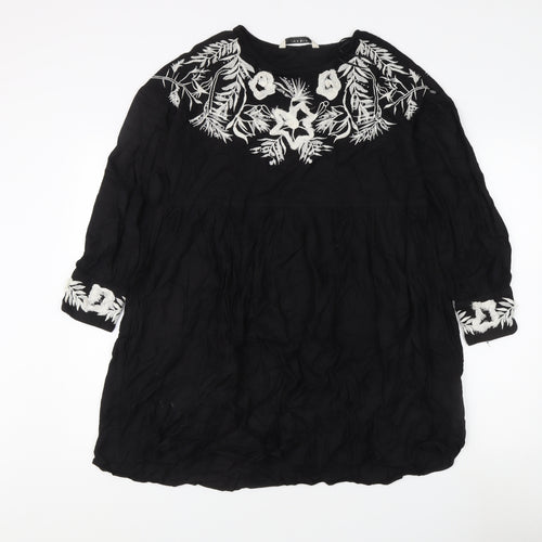Zara Women Black Embroidered Dress M