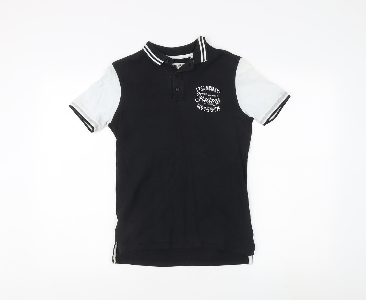 Firetrap Boys Polo Shirt 10-11 Years Black Short Sleeve
