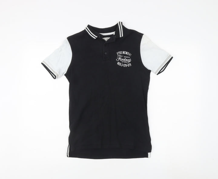 Firetrap Boys Polo Shirt 10-11 Years Black Short Sleeve