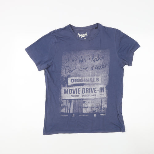 Jack & Jones Men's Blue Graphic T-Shirt, Size S
