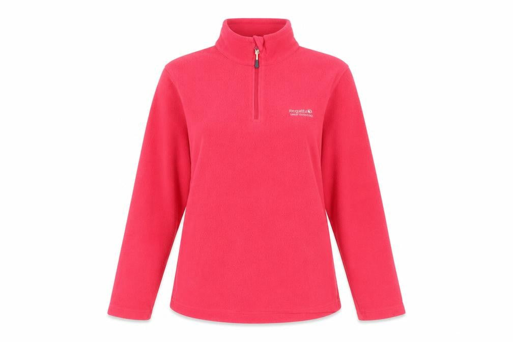 Front view of Regatta Women's Pink 1/4 Zip Fleece Sweatshirt, size 8