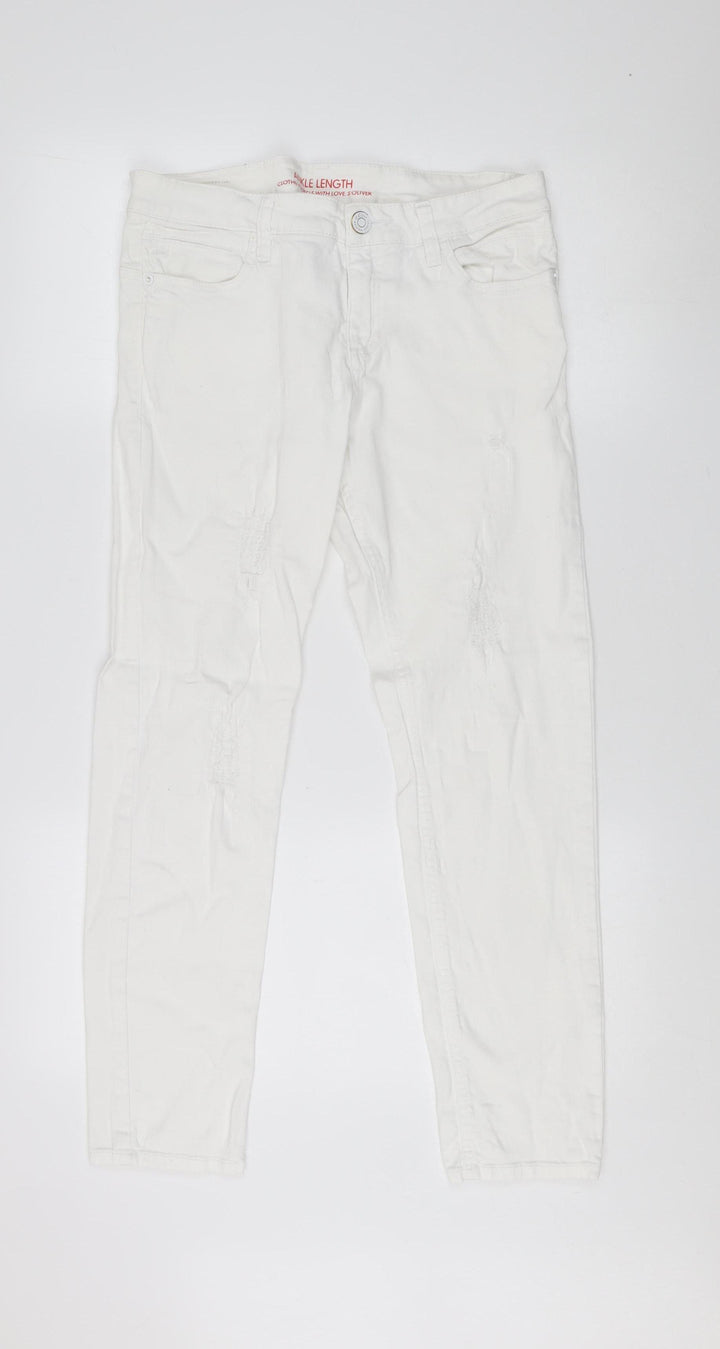 s.Oliver Women's White Ankle Jeans, Size 12, Distressed