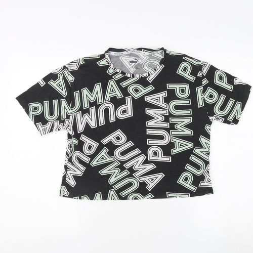 Puma Unisex Kids Black Graphic T-Shirt 13-14 Years
