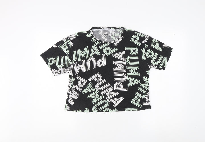 Puma Unisex Kids Black Graphic T-Shirt 13-14 Years