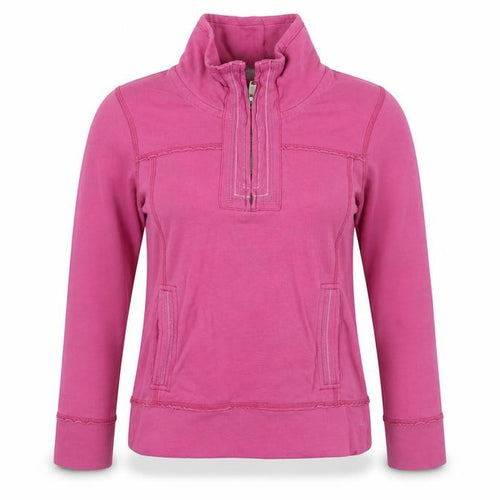 Maharaja Women's Pink Henley Sweatshirt, Size 12, 1/4 Zip