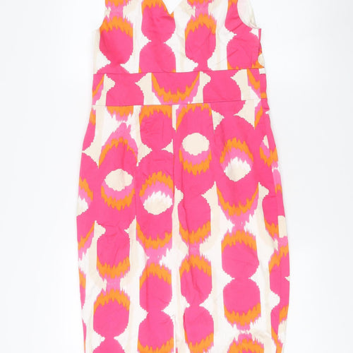 Boden Women's Pink Ivory V-Neck Sleeveless Dress